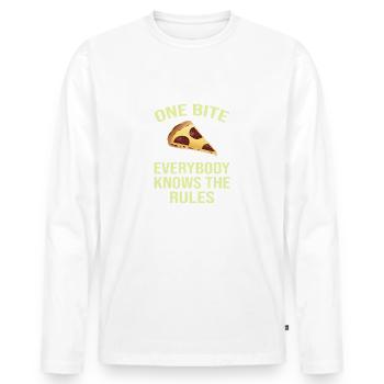 one bite pizza everybody knows the rules - Men's Premium Organic Long Sleeve Shirt - white - Front - Nico (187cm)