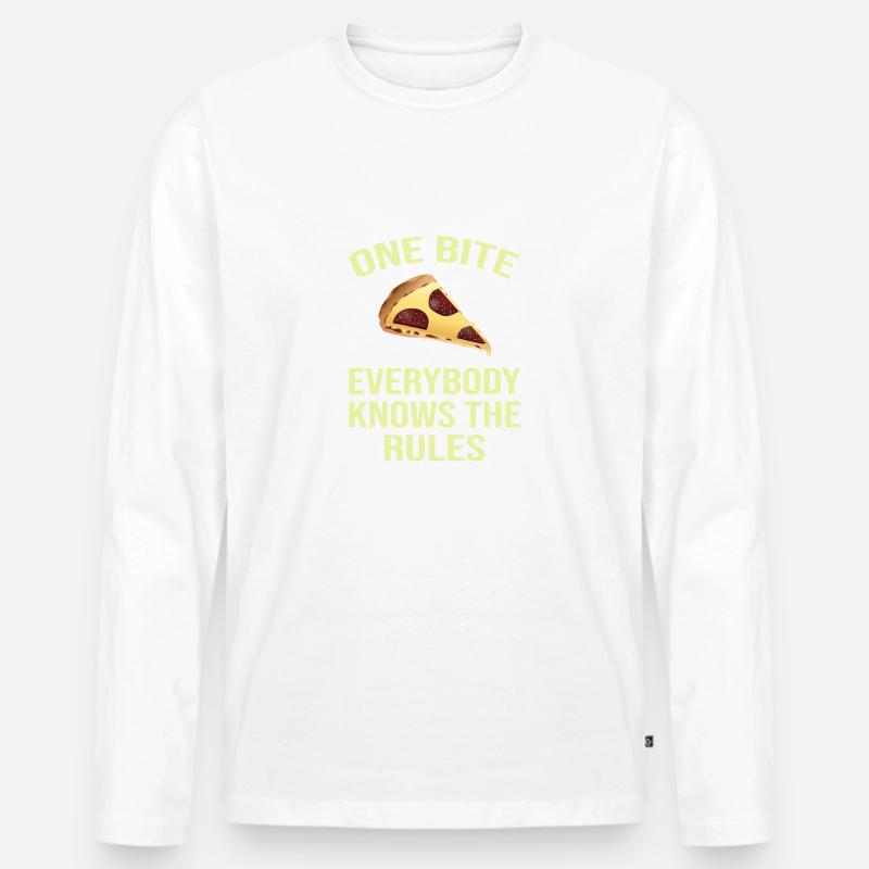 one bite Pizza everybody knows the rules - Männer Premium Bio Langarmshirt - Weiß