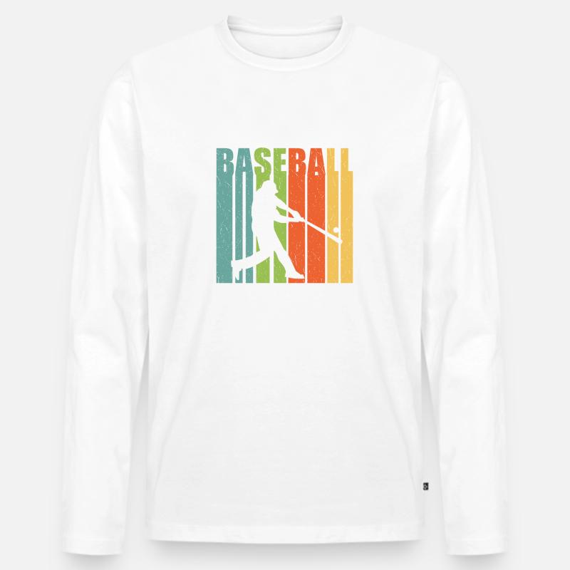 Baseball Schlagmann retro - Männer Premium Bio Langarmshirt - Weiß