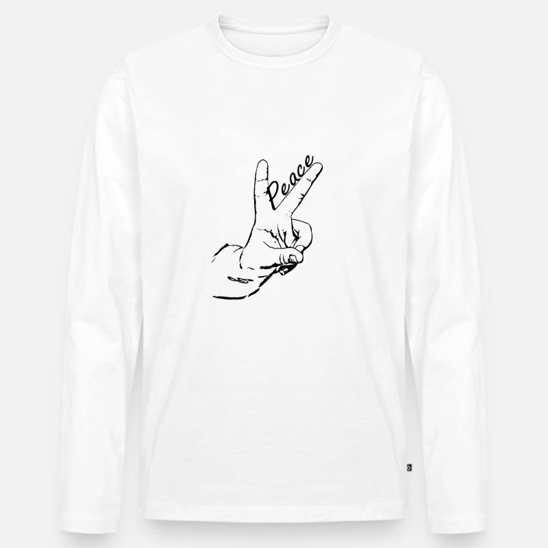 Peace - Männer Premium Bio Langarmshirt - Weiß
