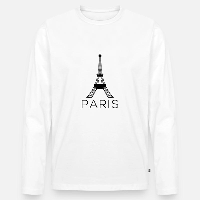Paris - Männer Premium Bio Langarmshirt - Weiß
