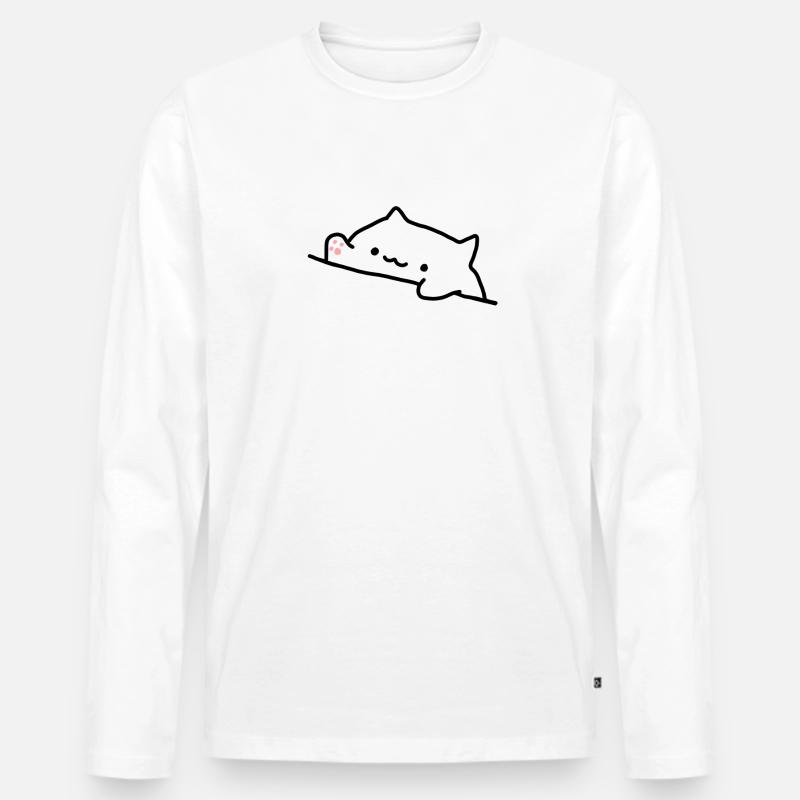 Bongo Cat Meme - Männer Premium Bio Langarmshirt - Weiß