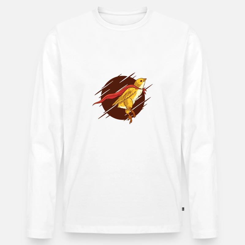 Super Vogel, Super Chicken, - Männer Premium Bio Langarmshirt - Weiß