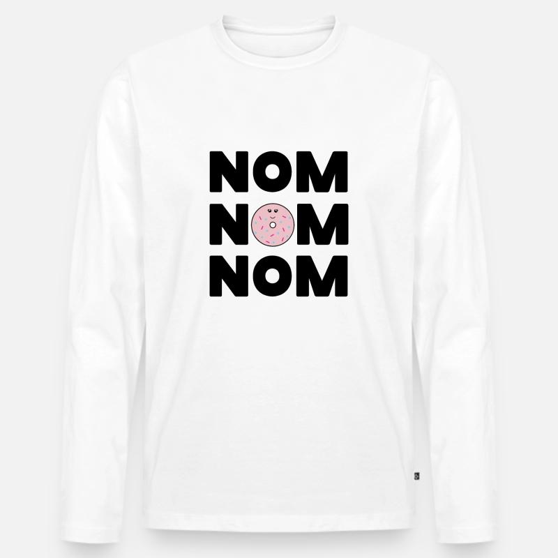 NOM NOM NOM DONUT GESCHENK - Männer Premium Bio Langarmshirt - Weiß