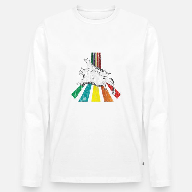 Rainbow Flughörnchen Used Look - Männer Premium Bio Langarmshirt - Weiß