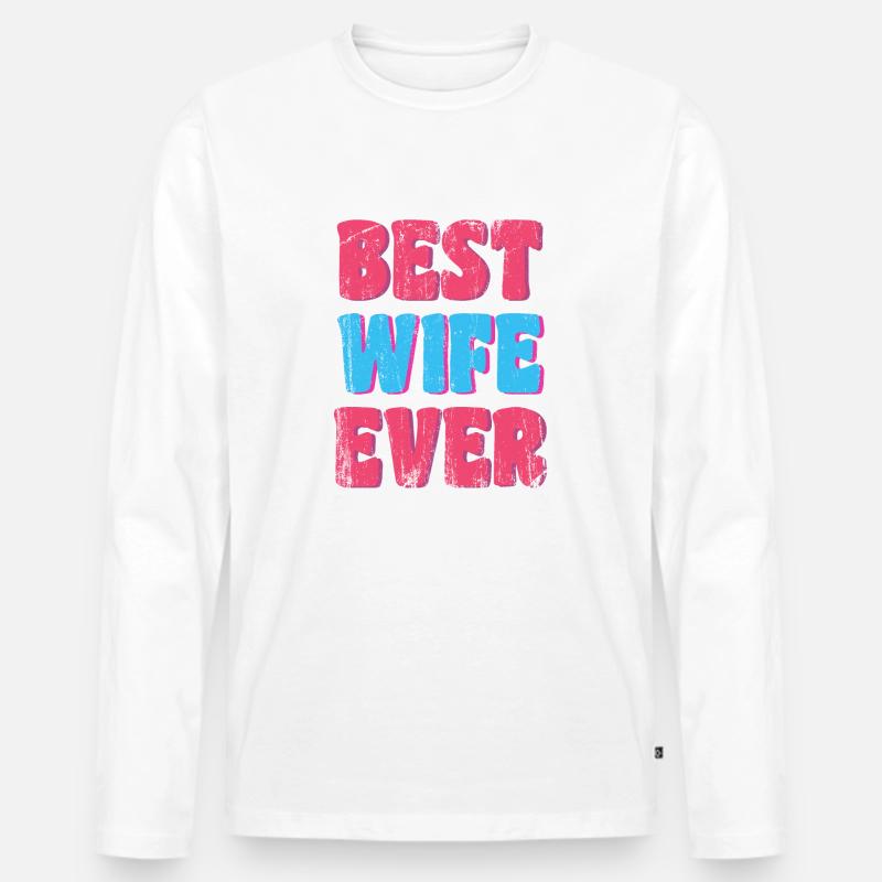 Beste Ehefrau der Welt - Männer Premium Bio Langarmshirt - Weiß