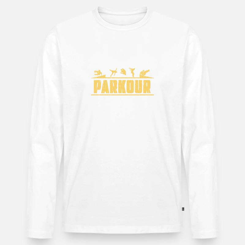 PARKOUR - Männer Premium Bio Langarmshirt - Weiß