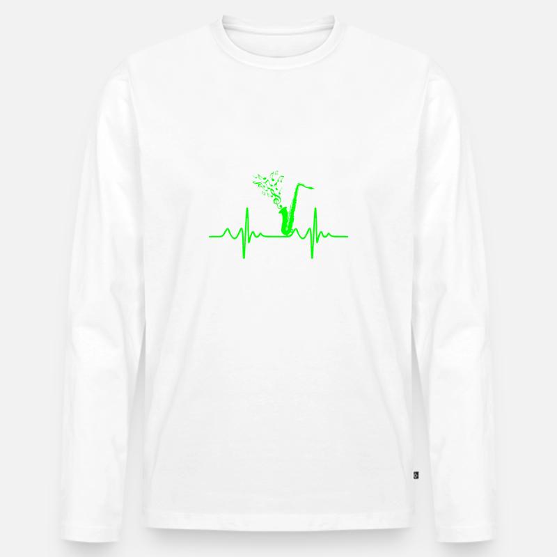 Saxophon - Männer Premium Bio Langarmshirt - Weiß