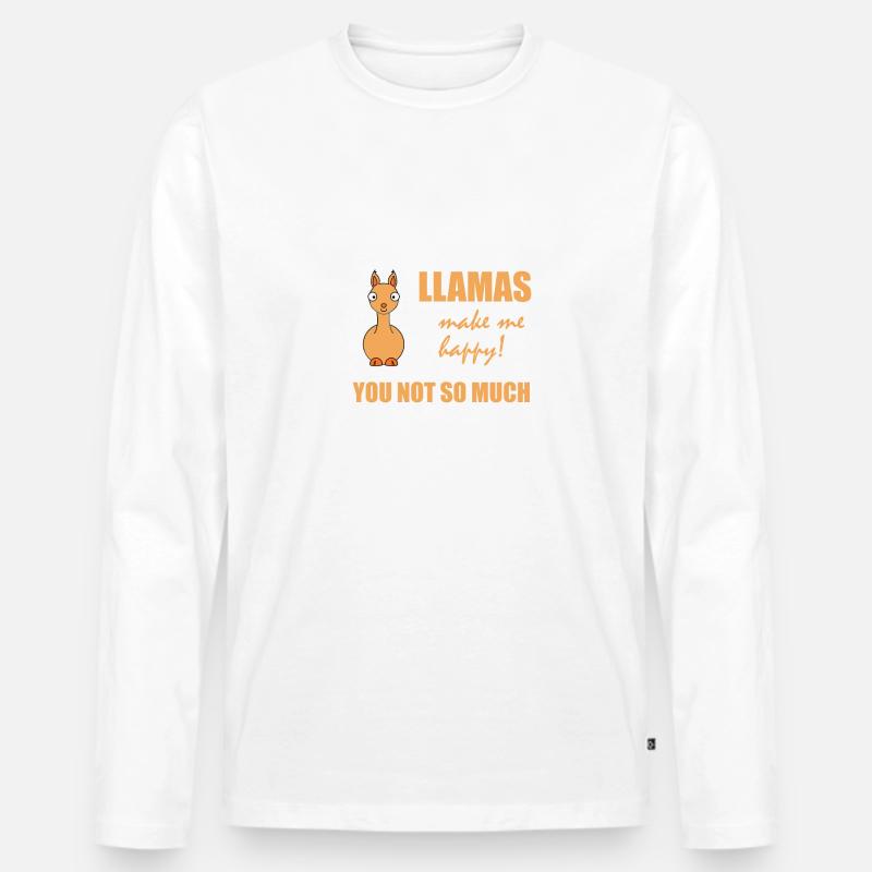 Llamas - Männer Premium Bio Langarmshirt - Weiß