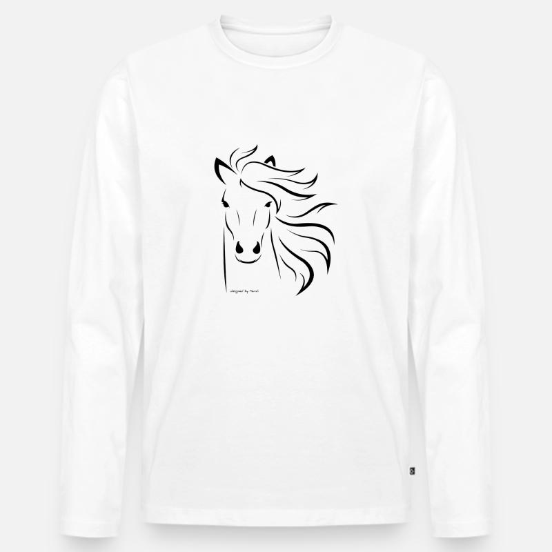 Pferdekopf - Männer Premium Bio Langarmshirt - Weiß