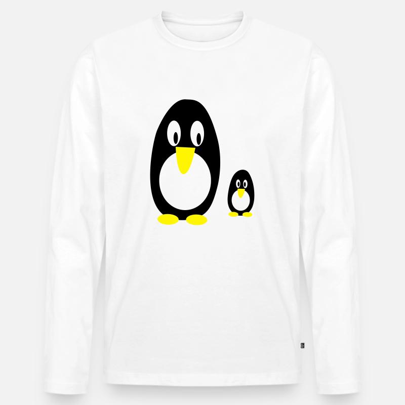 pinguine - Männer Premium Bio Langarmshirt - Weiß