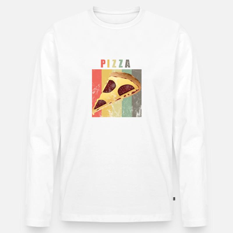 Pizza - Männer Premium Bio Langarmshirt - Weiß