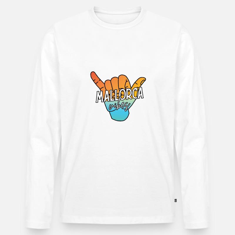 Mallorca Vibes - Männer Premium Bio Langarmshirt - Weiß