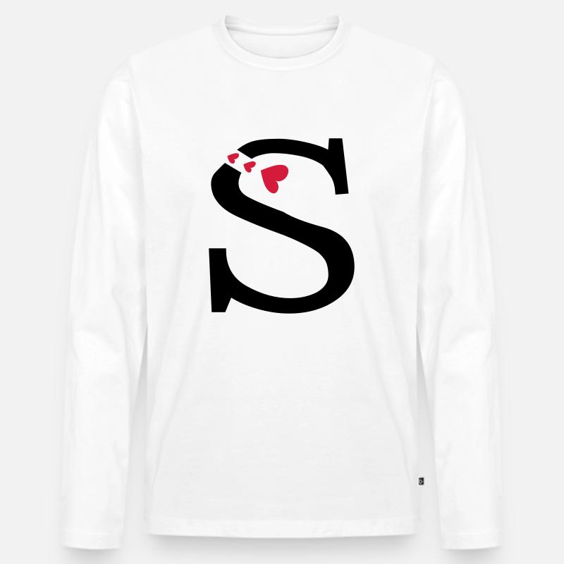Großbuchstabe S mit Herzen - Männer Premium Bio Langarmshirt - Weiß