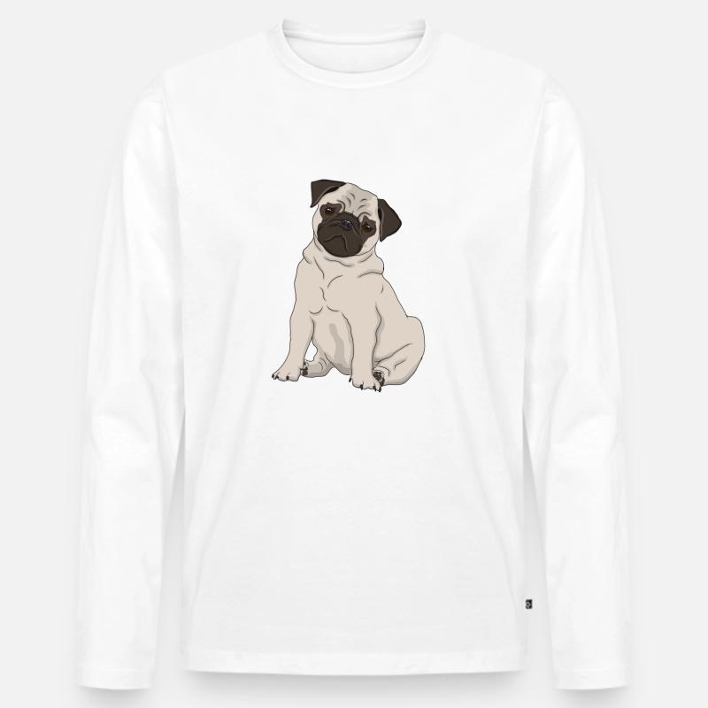Mops Hund - Männer Premium Bio Langarmshirt - Weiß