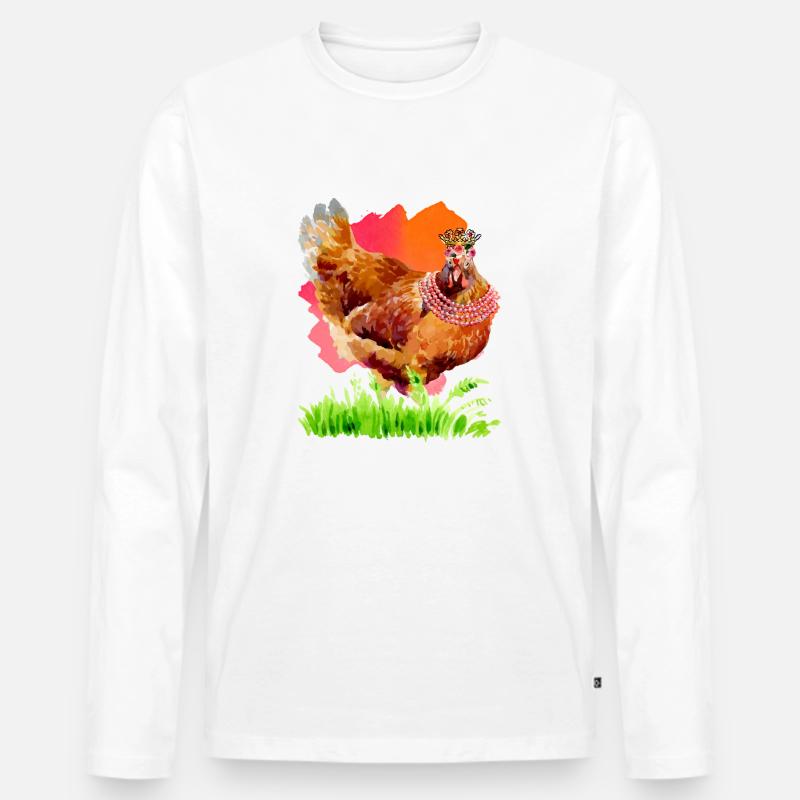 Aquarell Huhn - Männer Premium Bio Langarmshirt - Weiß
