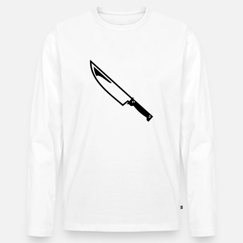 Messer - Männer Premium Bio Langarmshirt - Weiß
