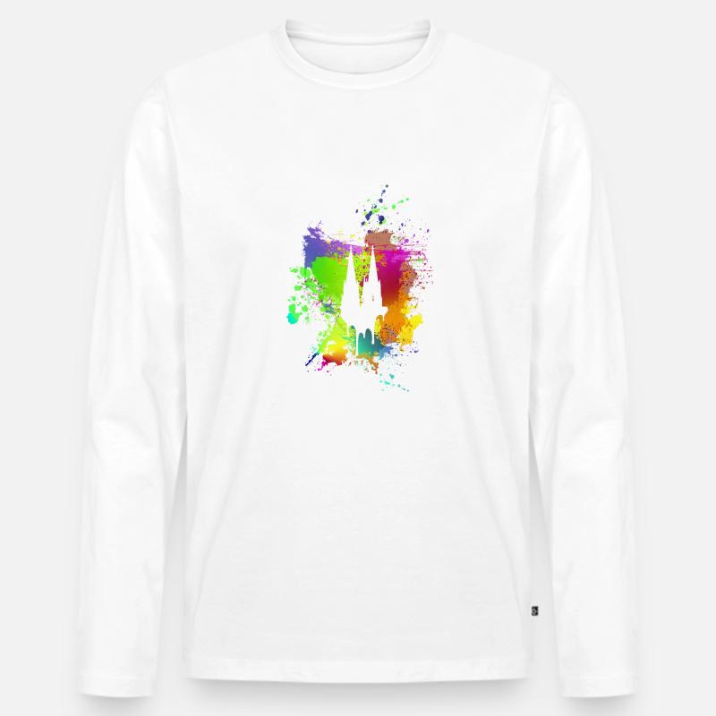 Kölner Dom - Männer Premium Bio Langarmshirt - Weiß