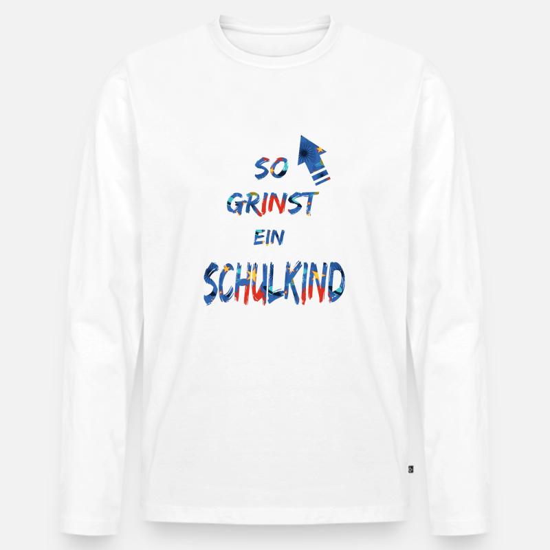 Schulkind grinst - Einschulung - Bl - Männer Premium Bio Langarmshirt - Weiß