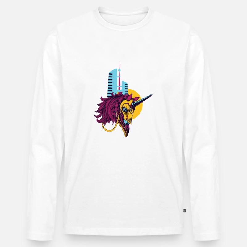 Einhörner Sind Echt - Männer Premium Bio Langarmshirt - Weiß