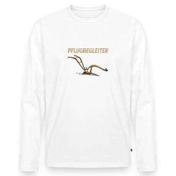 Pflugbegleiter - Geschenk für Landwirte - Männer Premium Bio Langarmshirt - Weiß - Vorne - Nico (187cm)