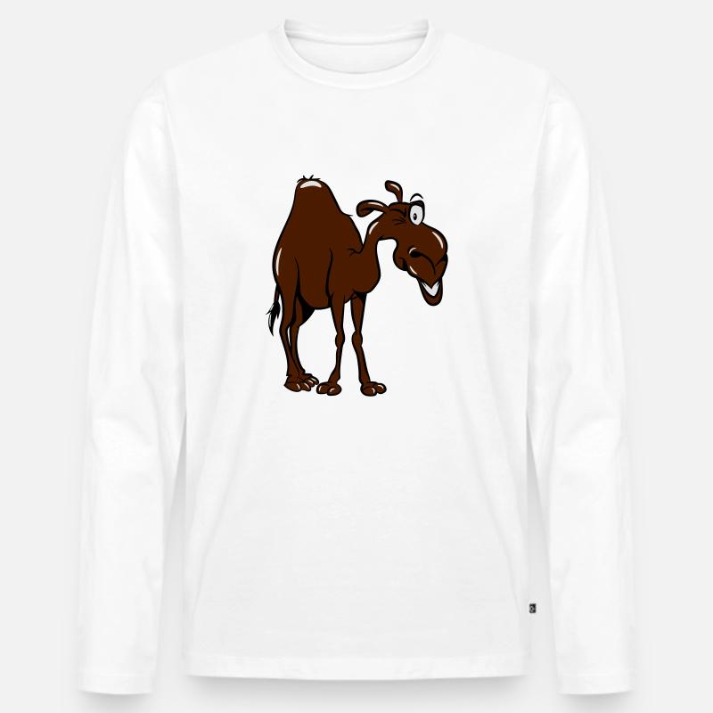Kamel - Männer Premium Bio Langarmshirt - Weiß