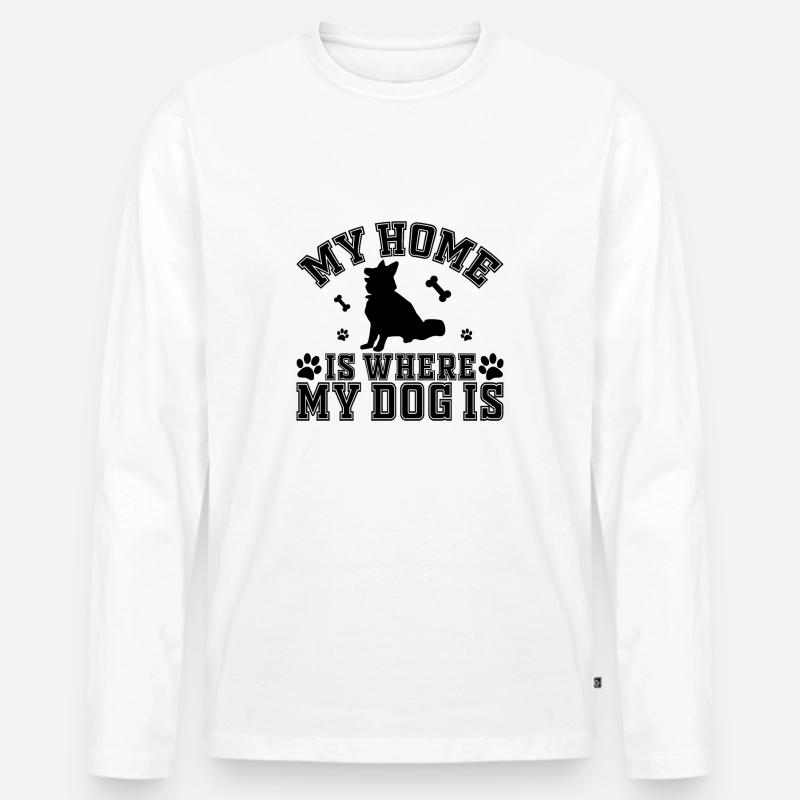 Super süßes Hunde Design - Männer Premium Bio Langarmshirt - Weiß