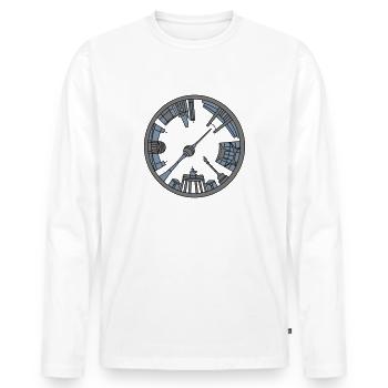 BERLIN emblem - Men's Premium Organic Long Sleeve Shirt - white - Front - Nico (187cm)