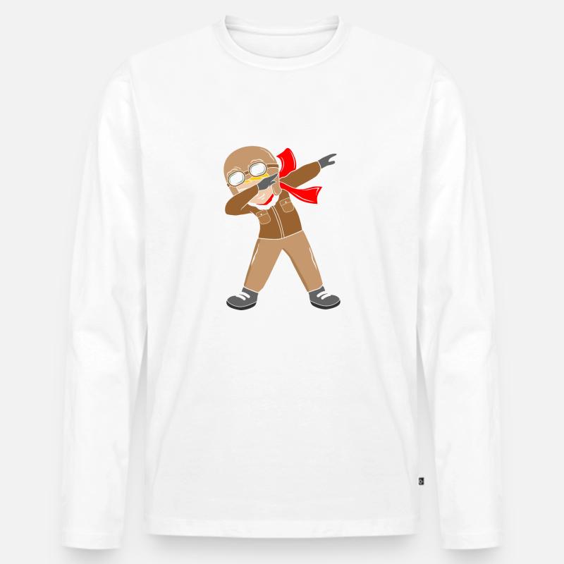 Pilot Dab - Männer Premium Bio Langarmshirt - Weiß