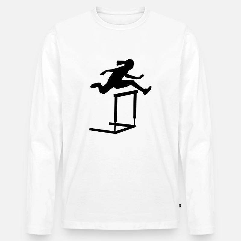 Hürdenlauf - Männer Premium Bio Langarmshirt - Weiß