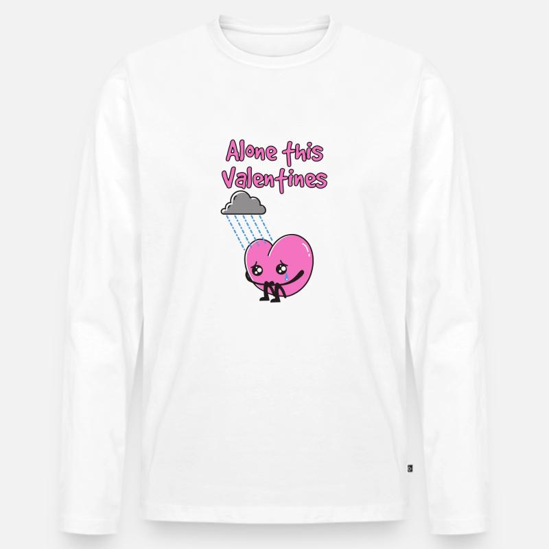 Alone this Valentine print. - Männer Premium Bio Langarmshirt - Weiß