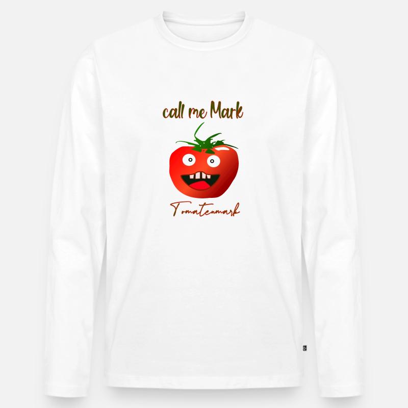 Tomatenmark Mark - Männer Premium Bio Langarmshirt - Weiß