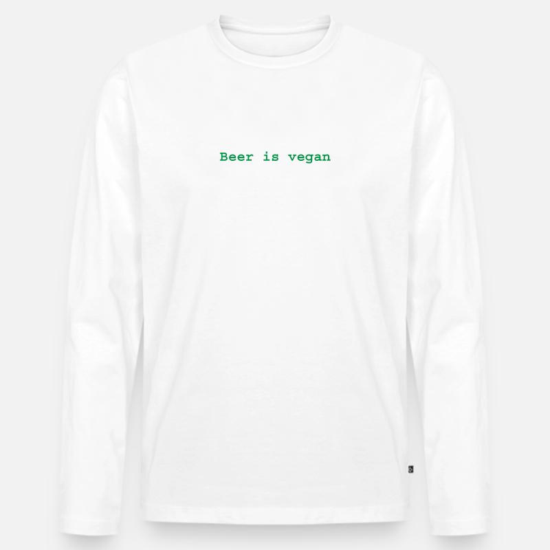 Bier ist vegan - Männer Premium Bio Langarmshirt - Weiß