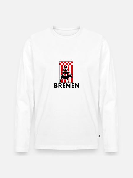 Bremer Stadtmusikanten Flagge - Männer Premium Bio Langarmshirt - Weiß
