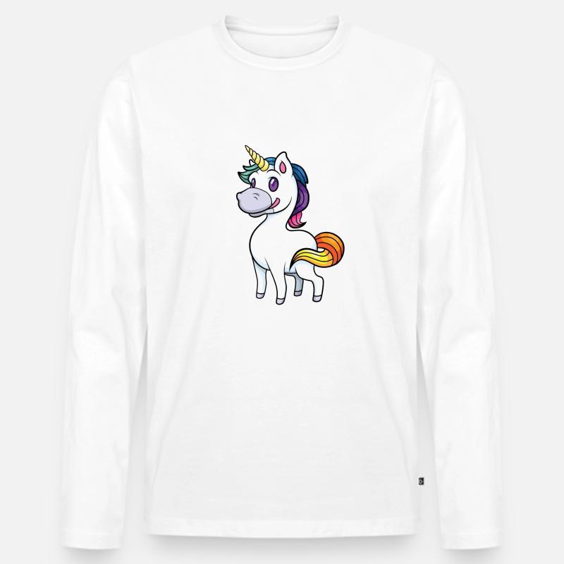 Stolzes Einhorn - Männer Premium Bio Langarmshirt - Weiß