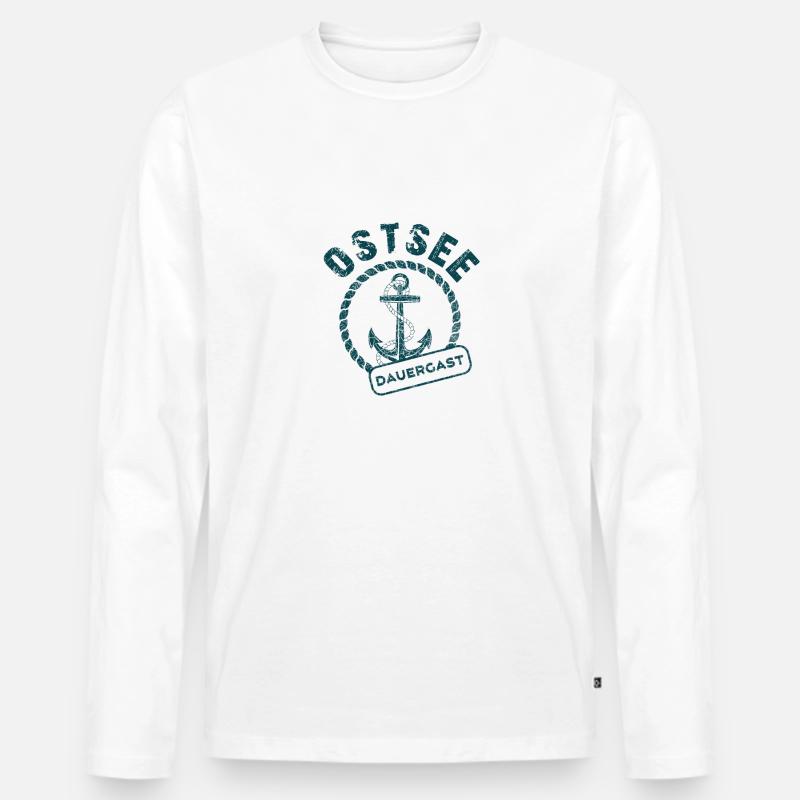 Ostsee - Männer Premium Bio Langarmshirt - Weiß