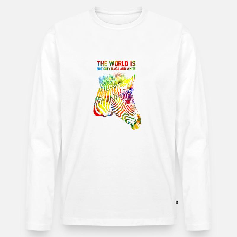 Zebra - Männer Premium Bio Langarmshirt - Weiß