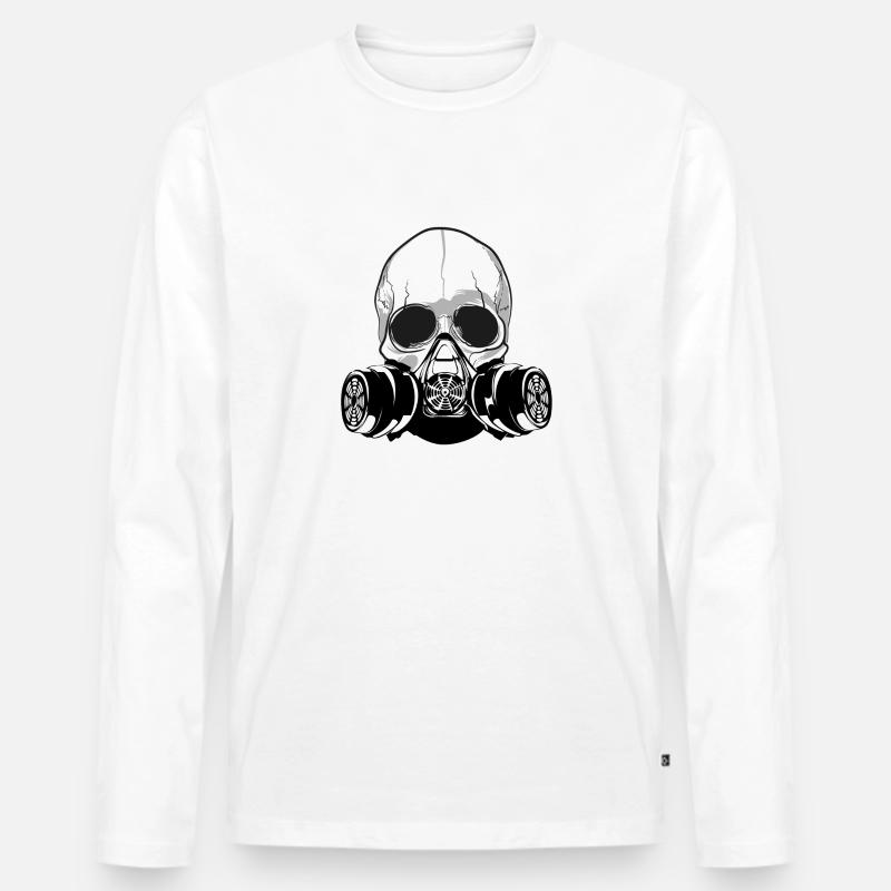 Schädel, menschlicher Schädel, Schädel-Kapuzenpullis, Schädel-T-Shirts - Männer Premium Bio Langarmshirt - Weiß