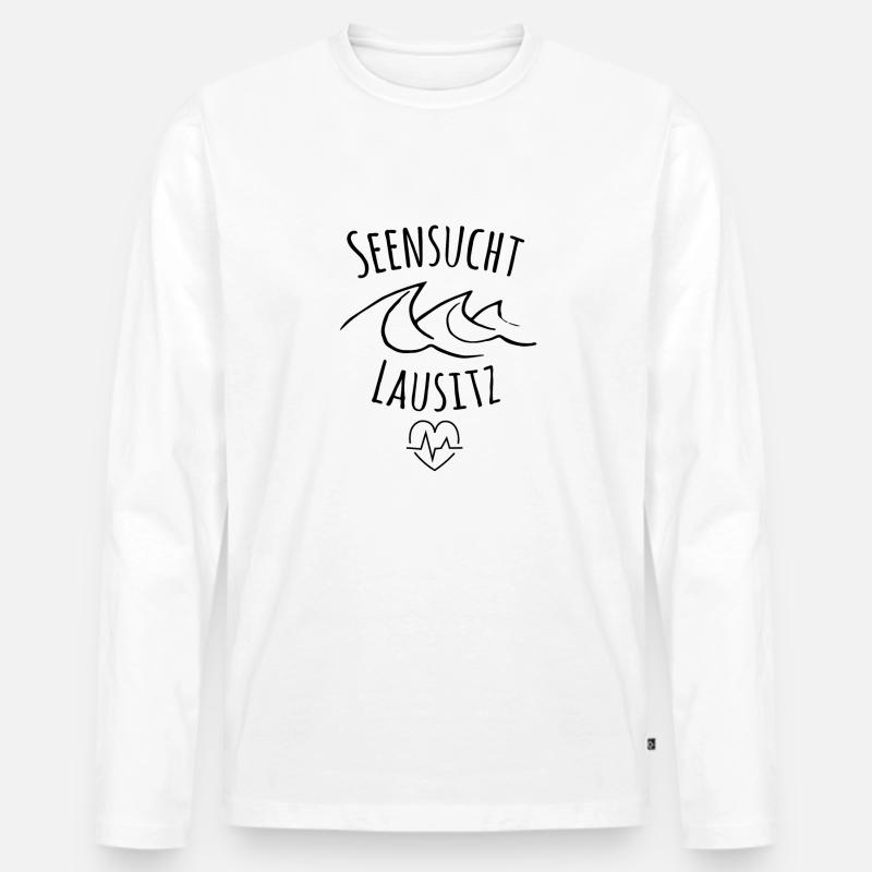Seensucht Lausitz - Männer Premium Bio Langarmshirt - Weiß