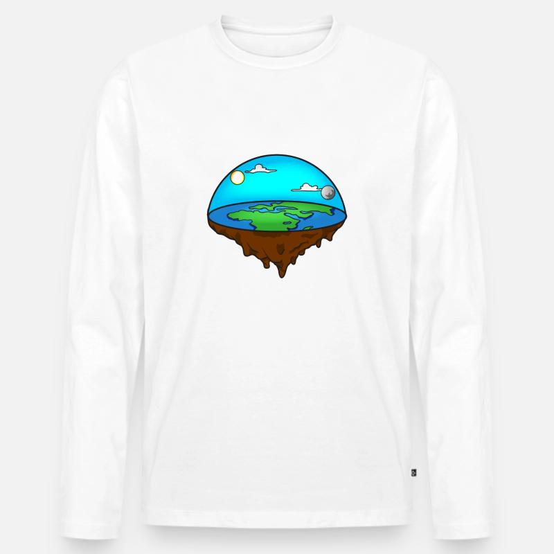 Flache Erde - Männer Premium Bio Langarmshirt - Weiß