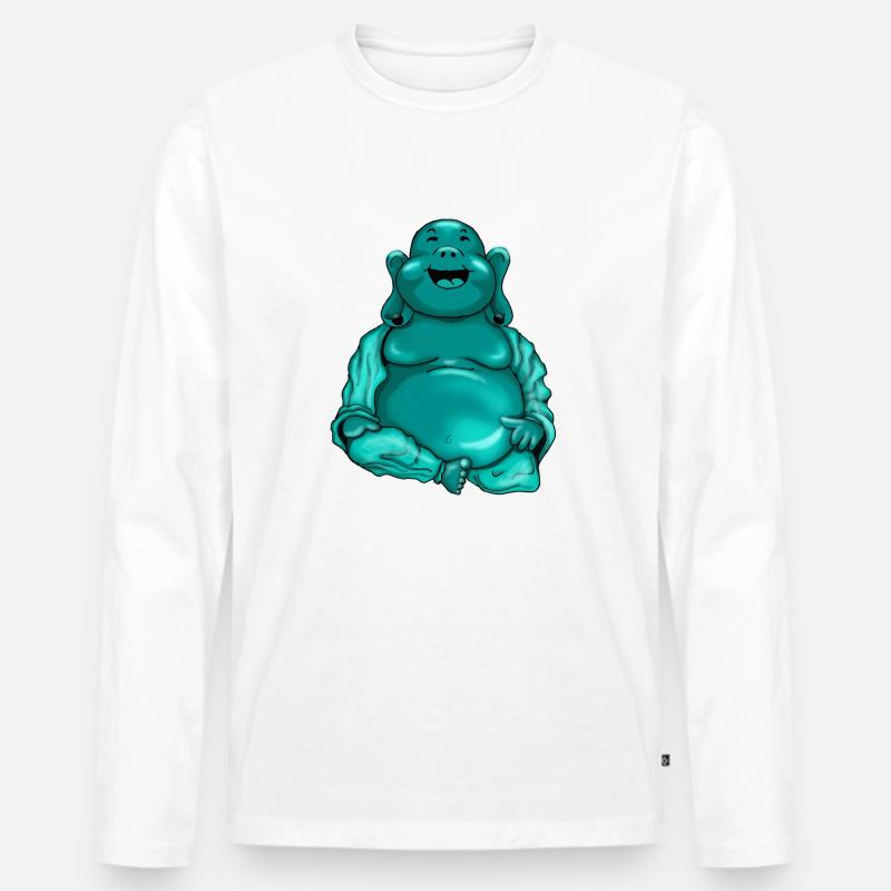 Buddha - Männer Premium Bio Langarmshirt - Weiß