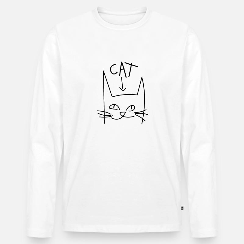 Katze Cat coole Katze - Männer Premium Bio Langarmshirt - Weiß