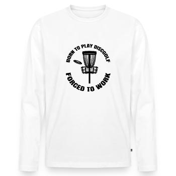 Discgolf Discgolfspieler lustige Spruch Discgolfer - Männer Premium Bio Langarmshirt - Weiß - Vorne - Nico (187cm)