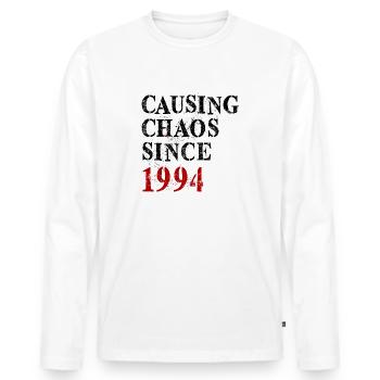 Causer le chaos depuis 1994 - Anniversaire 1994 - T-shirt manches longues Premium bio Homme - blanc - Devant - Nico (187cm)