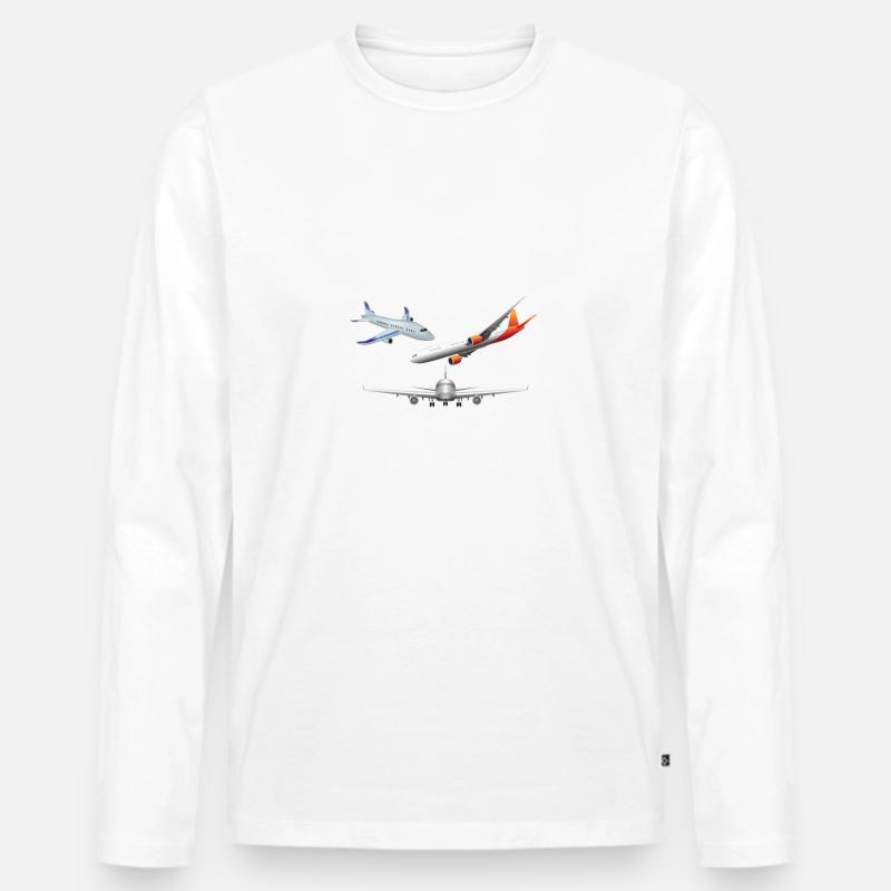 Nur ein Junge, der Flugzeuge liebt - Männer Premium Bio Langarmshirt - Weiß