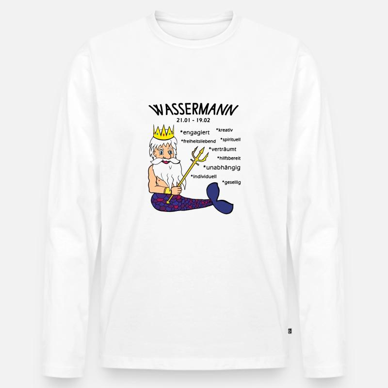 Sternzeichen Wassermann - Männer Premium Bio Langarmshirt - Weiß