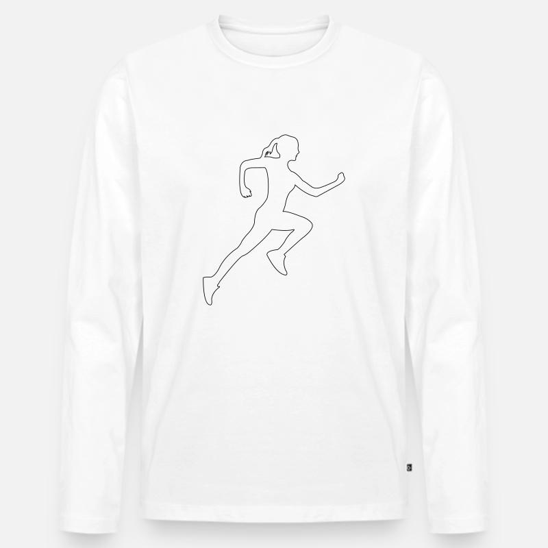 Läuferin - Männer Premium Bio Langarmshirt - Weiß