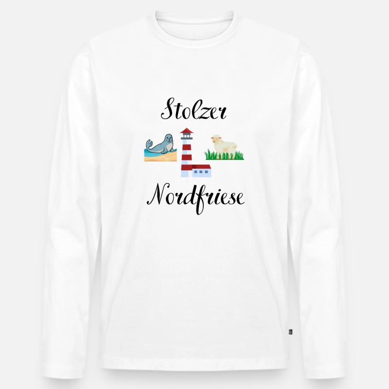 Stolzer Nordfriese - Männer Premium Bio Langarmshirt - Weiß