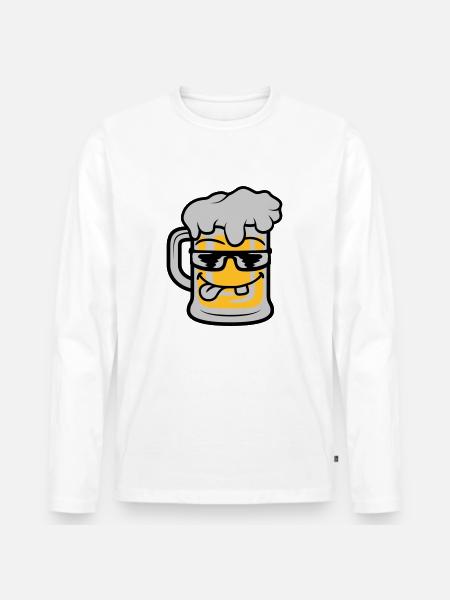 Cool Face Beer Mug - Men's Premium Organic Long Sleeve Shirt - white