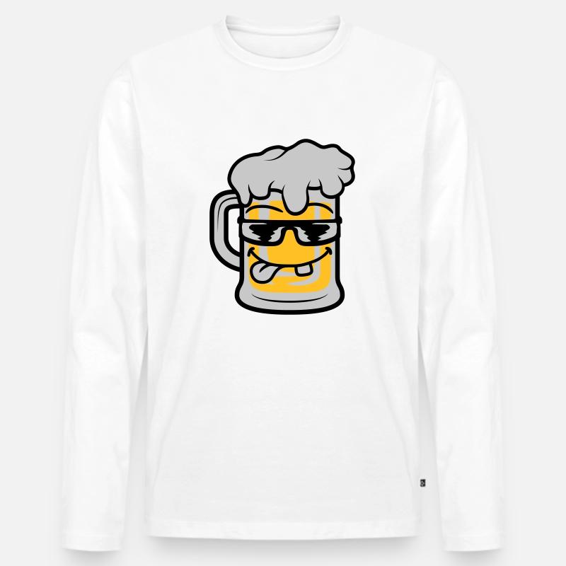 Cooles Gesicht Bier Maßkrug - Männer Premium Bio Langarmshirt - Weiß